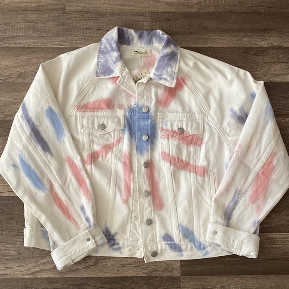 Madewell The Raglan Oversized Jean Jacket: Tie-Dyed Edition size XL - Picture 3 of 11